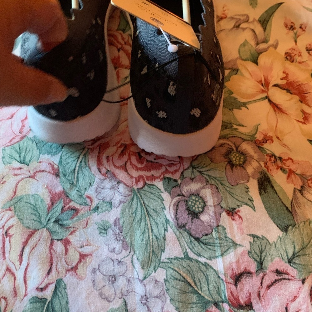 Women's Black and White Slip-On Shoes - Picture 8 of 14